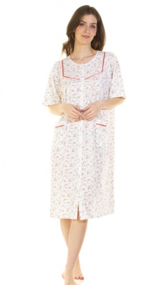 La Marquise Pleated Susan Cotton Rich Short Sleeve Button - Through Nightdress